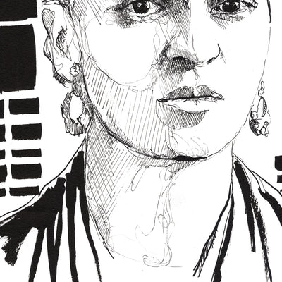 Icon Lines and Quiet Defiance – 9x12" Original Ink Drawing Artist Brenden Sanborn