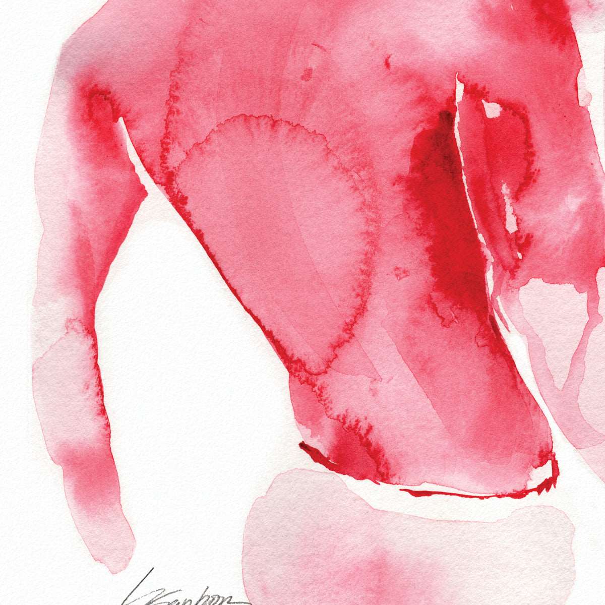 Crimson Vigor Abstract Male in Undies - 6x9" Original Painting