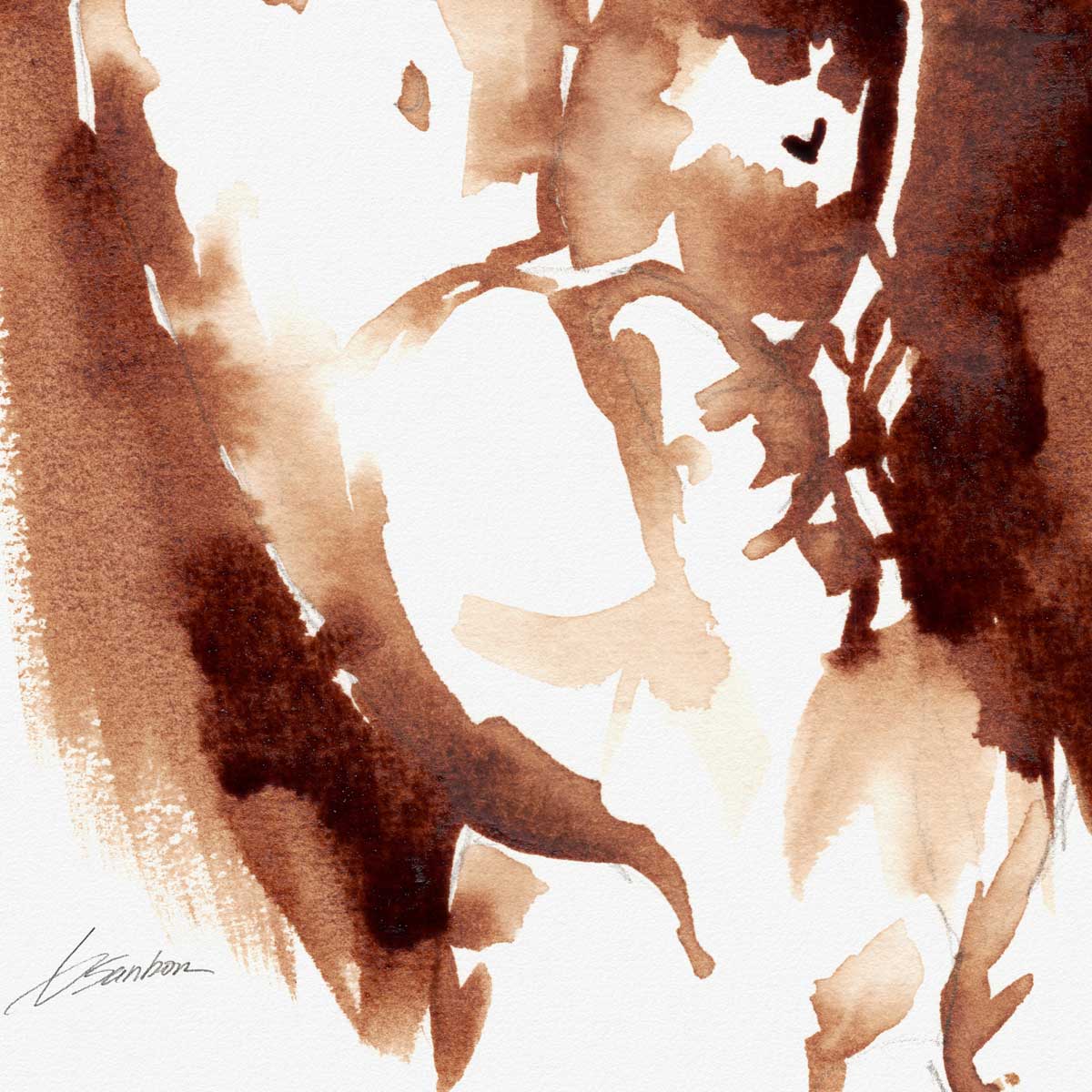 Abstract Male Nude in Instant Coffee Ink – Art Print