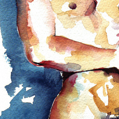 Serene Gaze - Muscular Male with Sunlit Skin - Giclee Art Print