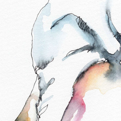 Man Lifting White T Shirt Contemporary Style - Original watercolor Artist Brenden Sanborn