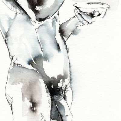 Morning Muse - Man Sipping Coffee - 6x9" Original Painting Artist Brenden Sanborn