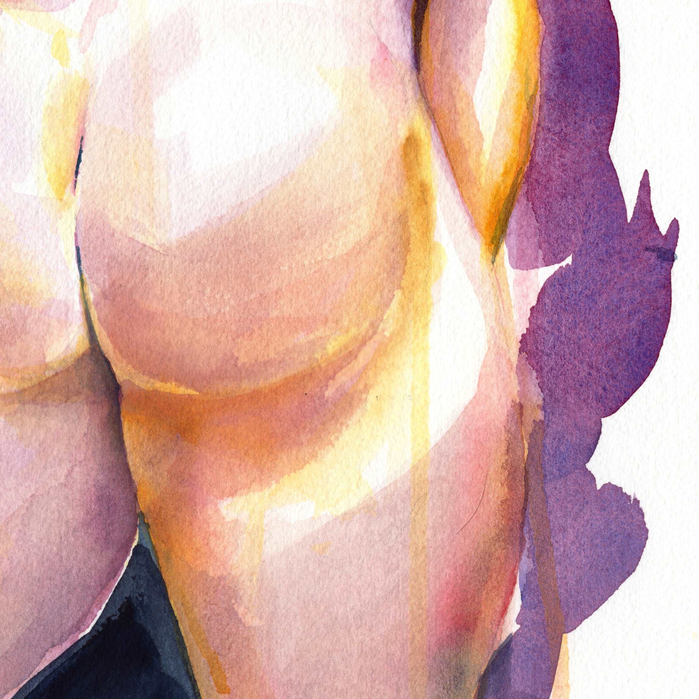 Bold Male Nude Watercolor Painting - 11x14 Original Watercolor