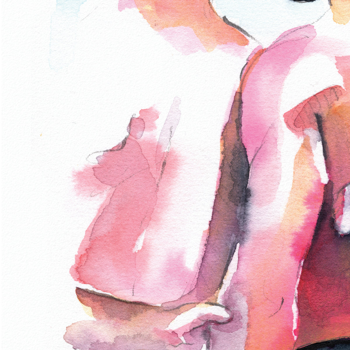 Tender Moment Between Male Lovers with Crimson Embrace - Giclee Art Print