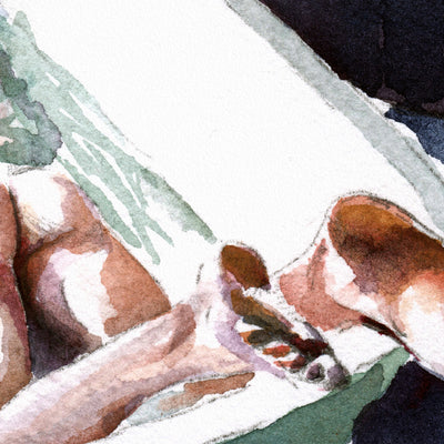 Soothing Escape: A Man in a Bathtub Giclee Art Print Artist Brenden Sanborn