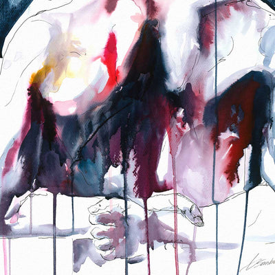 Bearded Male Figure with Broad Back in Reflective Embrace - Art Print Artist Brenden Sanborn