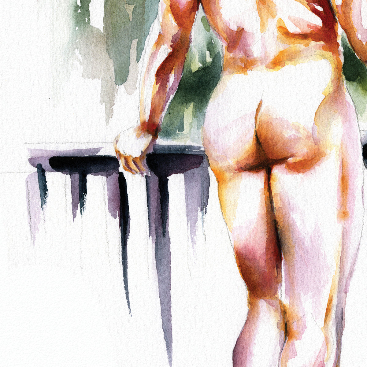 Reverie at Dawn - Watercolor Depiction of Male Contemplation - Giclee Art Print