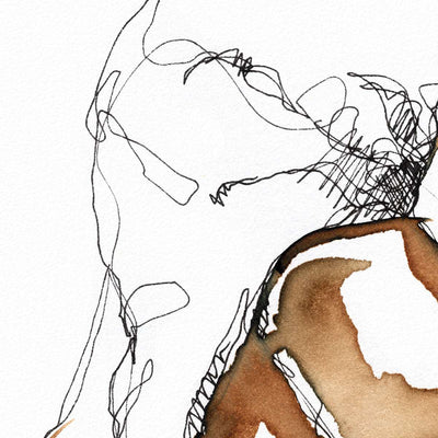 Man lifting his White T-shirt - Original Coffee Art Artist Brenden Sanborn