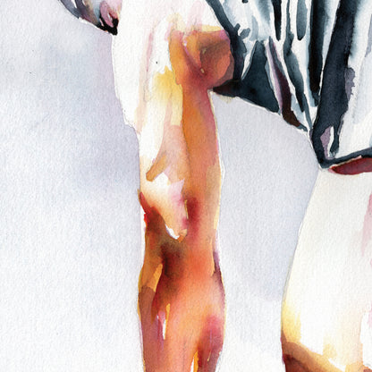 Muscular Man Changing Shorts, Revealing Cute Buttocks - Giclee Art Print