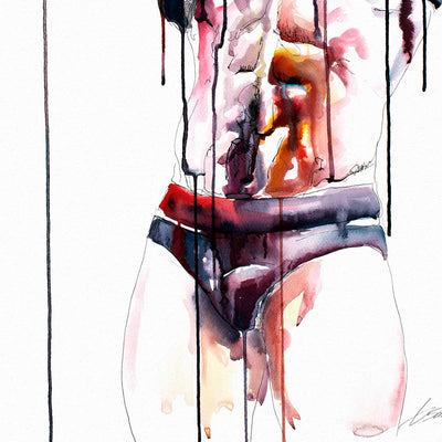 Muscular Bearded Man in Harness with Tattoos - Art Print Artist Brenden Sanborn