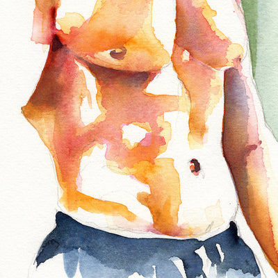 Sunlit Strength - Chiseled Torso in Warm Hues - Original Art Artist Brenden Sanborn