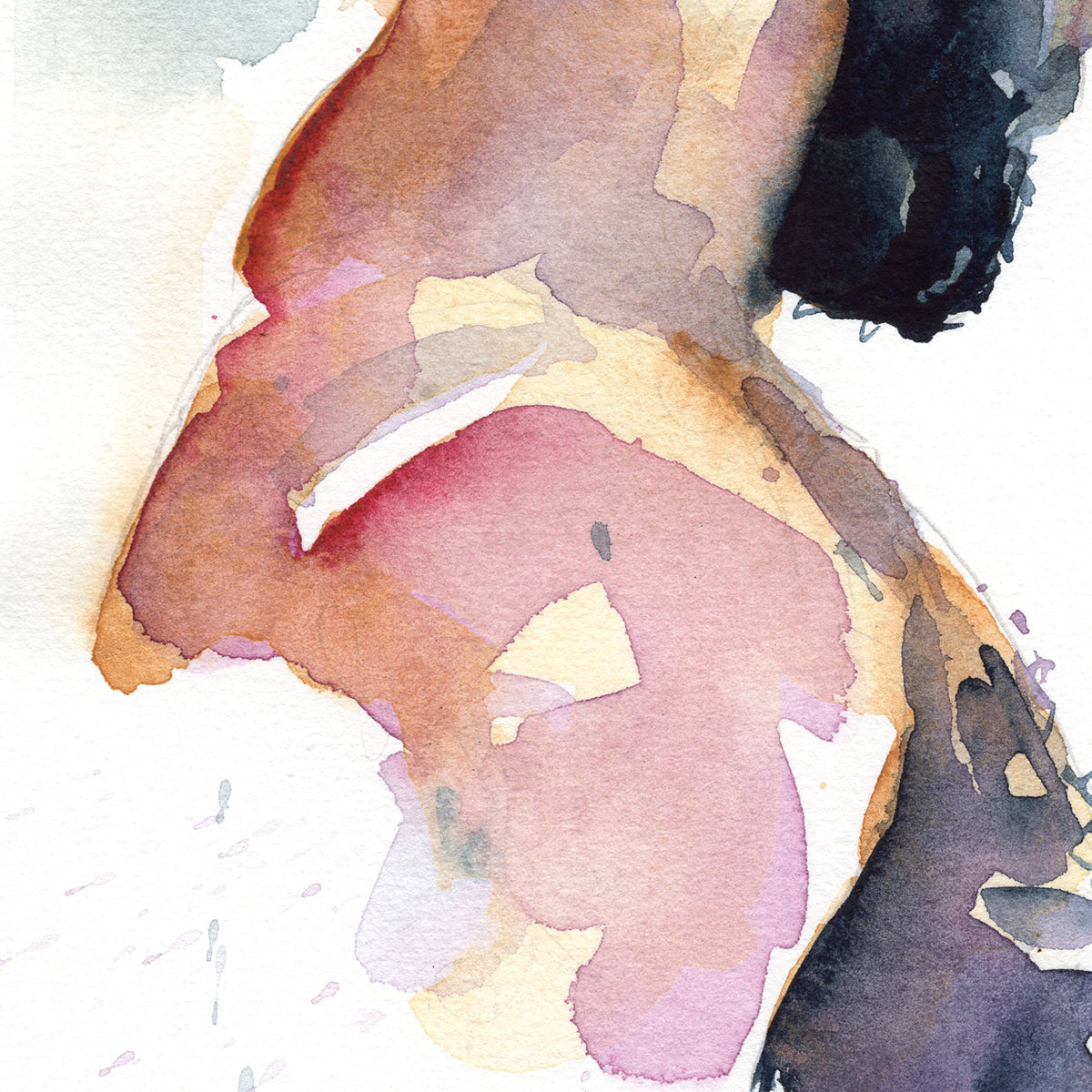 Shadowed Strength - Thick-Haired Chest - 6x9" Original Watercolor Painting