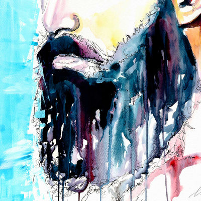 Bearded Man with Intense Gaze and Chiseled Jawline - Art Print Artist Brenden Sanborn