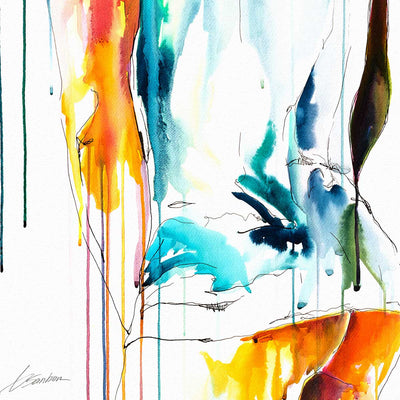 Back View of Male Figure Draped in Cloth with Bowed Head - Art Print Artist Brenden Sanborn