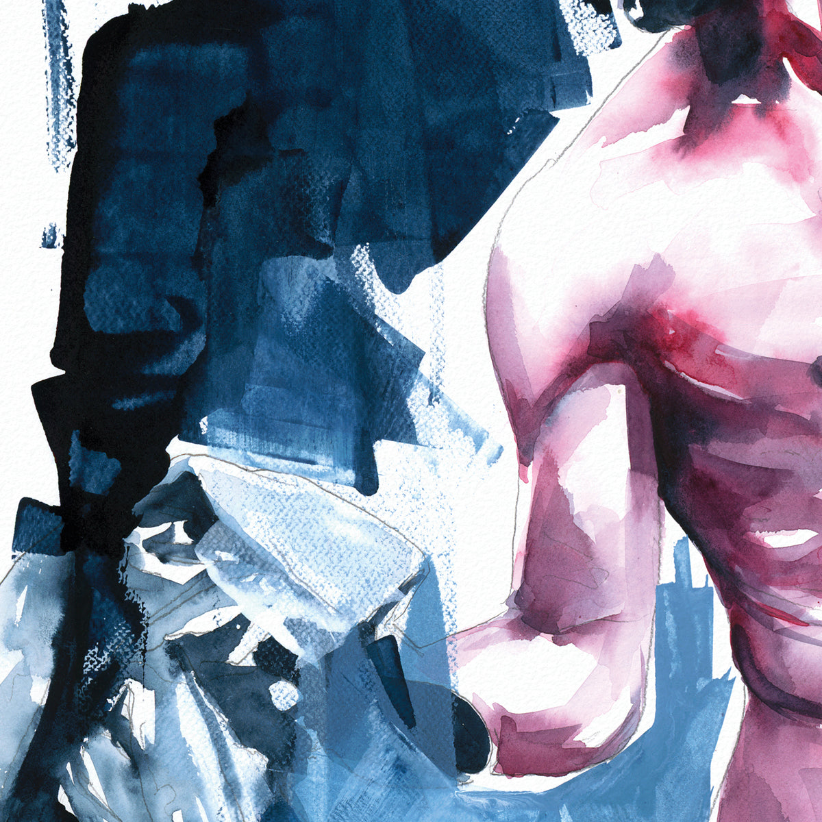 Full Nude Man Reaching Back and Telling his Story - Giclee Art Print