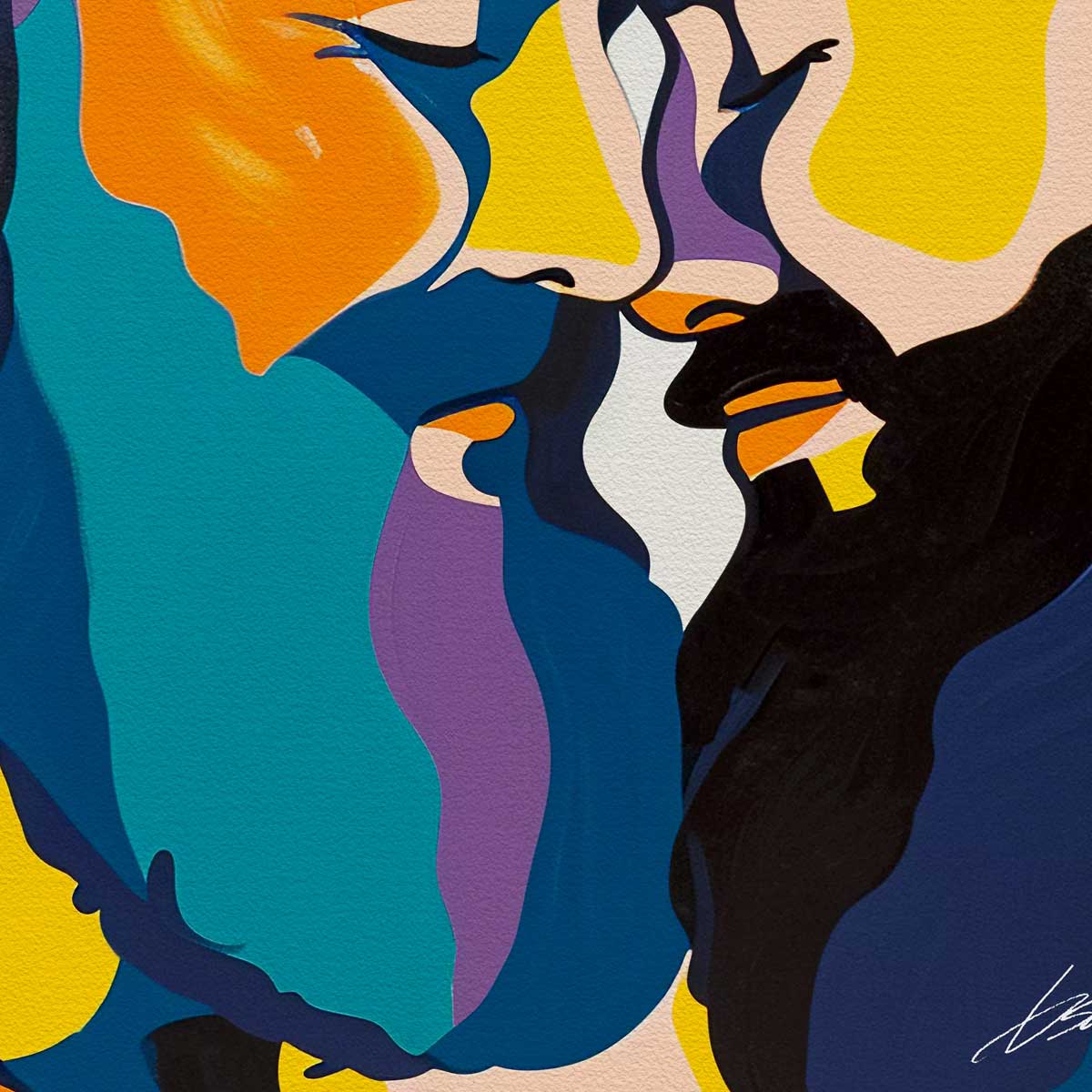 Bearded Lovers Lost in Colorful Harmony – Art Print