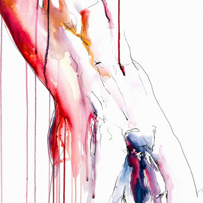 Curved Form Bare Body Arching in Sensual Movement - Art Print Artist Brenden Sanborn