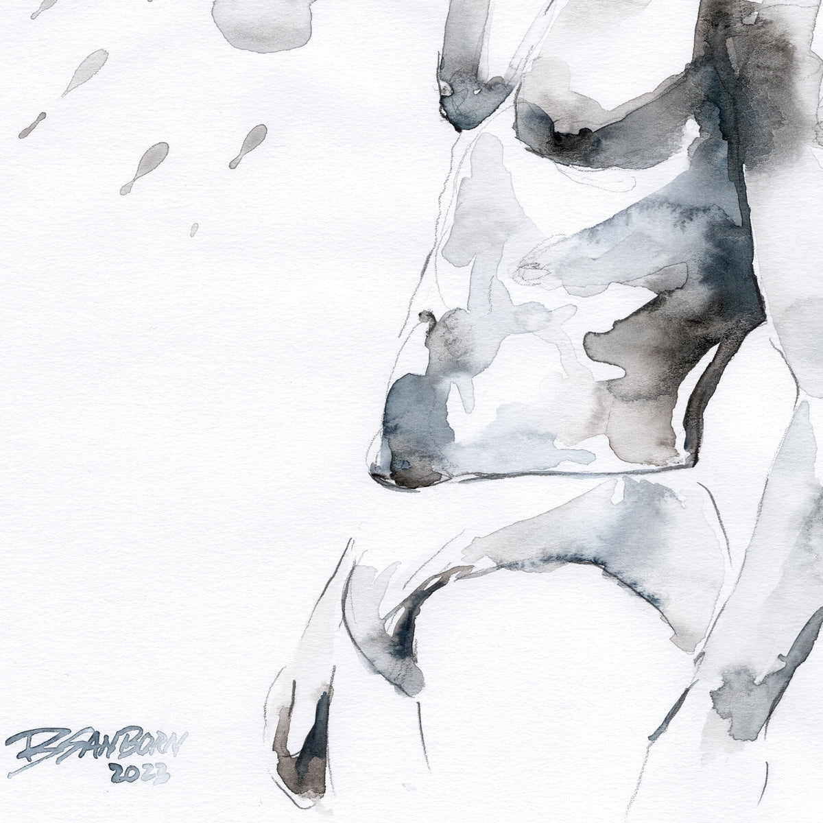 Male Profile with Defined Jawline and Muscular Arm - 9x12" Original Watercolor Painting