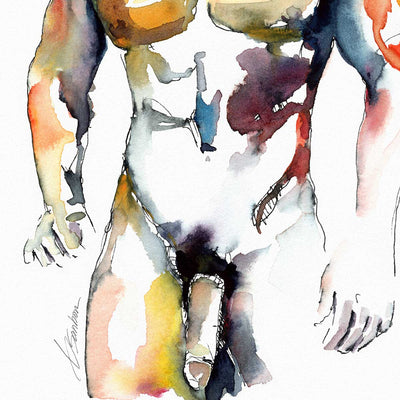 Standing Male Nude Looking Off to the Side - Art Print Artist Brenden Sanborn