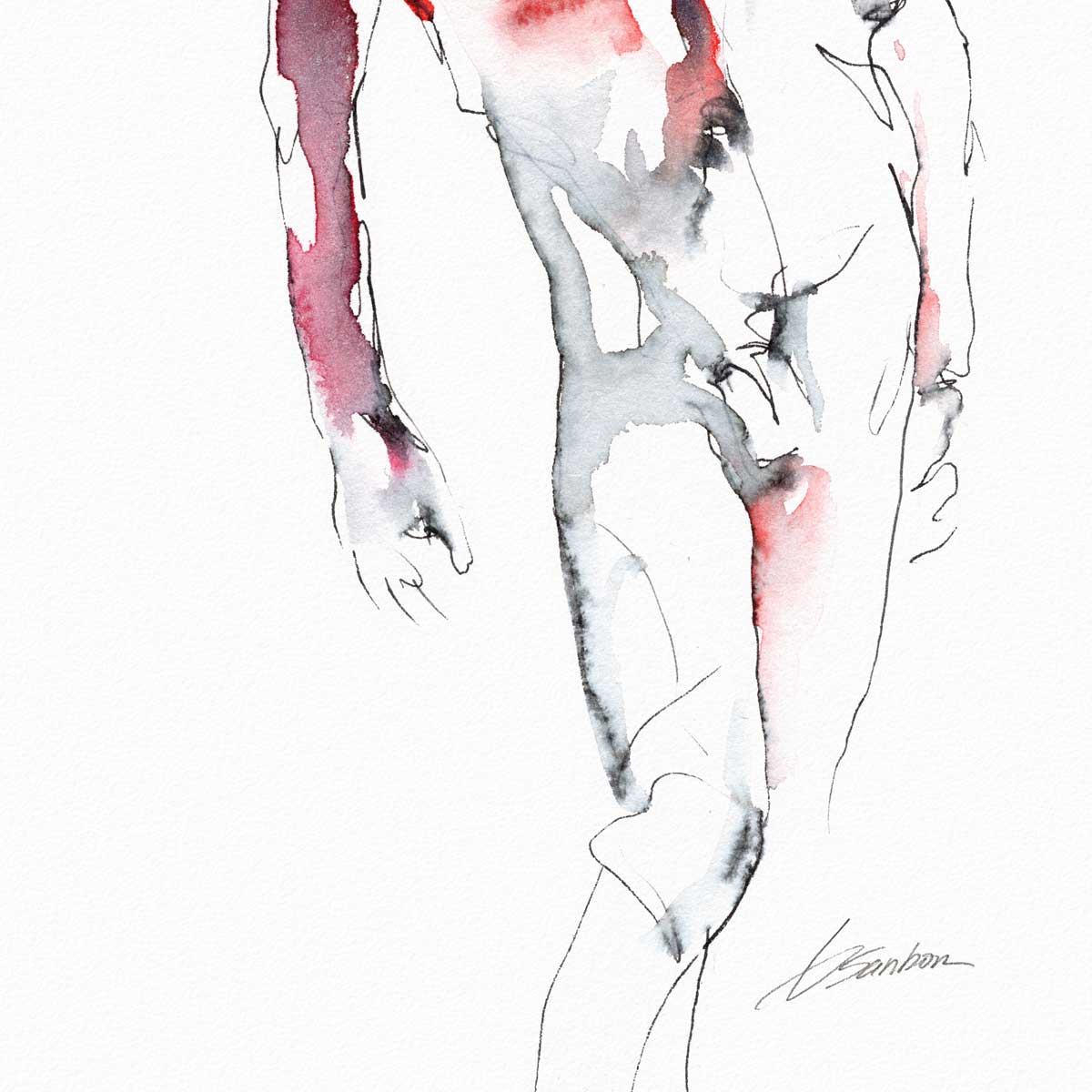 Male Figure in Effortless Motion - Art Print