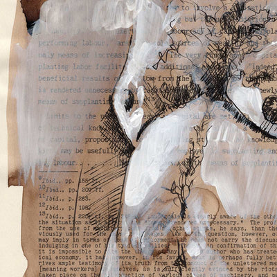 Literary Bear - Hairy Gay Man on Book Page - 6x9" Original Art Artist Brenden Sanborn