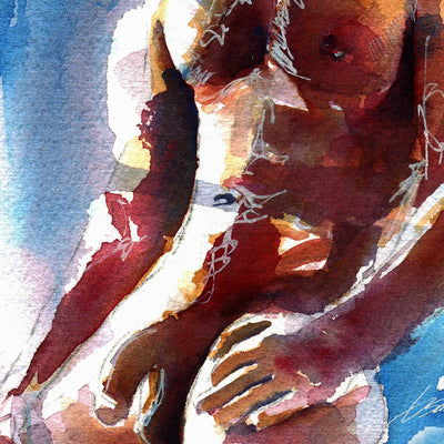 Muscular Male Nude Leaning Against a Wall - Art Print Artist Brenden Sanborn