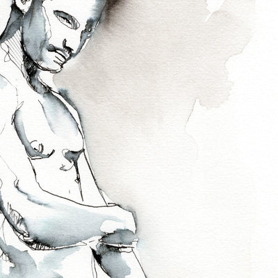 Whispered Strength - Monochrome Muscular Male Contour - 6x9" Original Painting Artist Brenden Sanborn