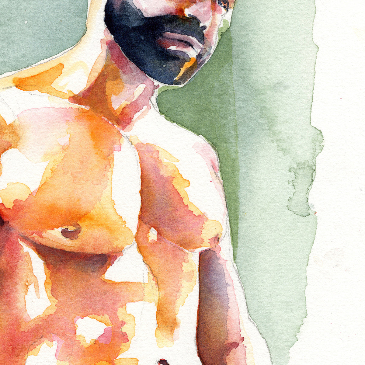 Sunlit Strength - Chiseled Torso in Warm Hues - Original Art