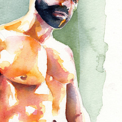 Sunlit Strength - Chiseled Torso in Warm Hues - Original Art Artist Brenden Sanborn