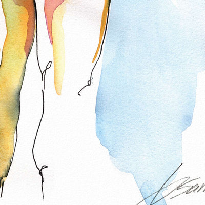 Classical Male Physique in Ink & Watercolor: A Revealing Pose Artist Brenden Sanborn
