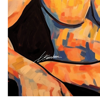 Vivid Gaze of Strength: Muscular Male with Thick Beard - Giclee Art Print