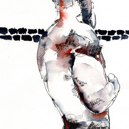 Stalwart Contour - Muscular Male Figure in Ink - 6x9" Original Art