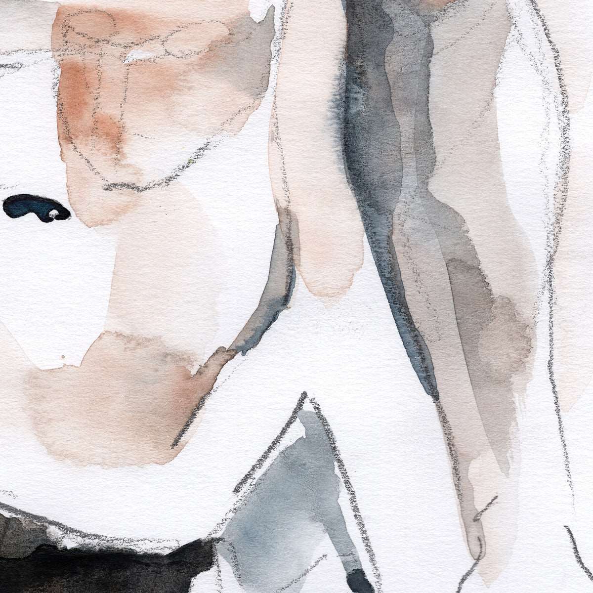 Male Torso with Dark Tonal Shades - 9x12" Original Watercolor Painting