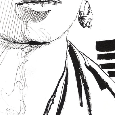 Icon Lines and Quiet Defiance – 9x12" Original Ink Drawing Artist Brenden Sanborn