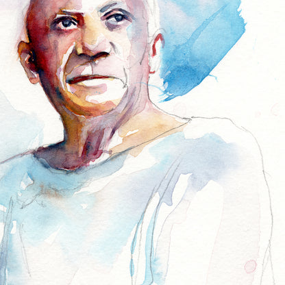Pablo Picasso in Thought - 6x9" Original Watercolor Painting