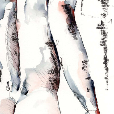 Ink Script Male Silhouette - 6x9" Original Watercolor Painting Artist Brenden Sanborn