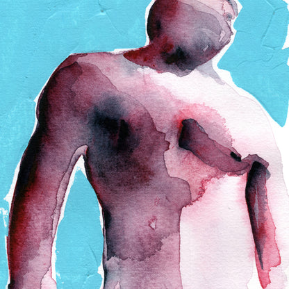 Vivid Strength Abstract Male Figure - 6x9" Original Painting