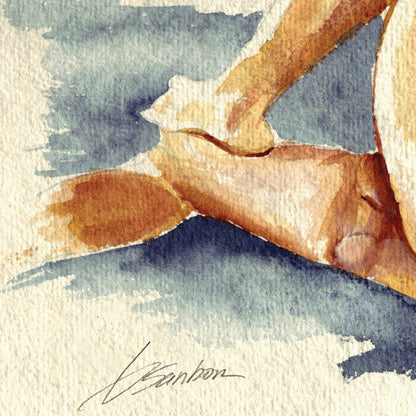 Jackson Flexible Muscular Figure on Blue Background - Giclee Art Print
