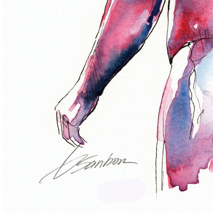Vigor in Hues - Watercolor Depiction of Muscular Male Physique - Giclee Art Print