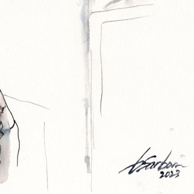 Rugged Elegance - Bearded and Muscular - 6x9" Original Watercolor and Ink Painting Artist Brenden Sanborn