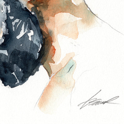 Thoughtful Gaze - Bearded Profile in Earth Tones - Original Art Artist Brenden Sanborn