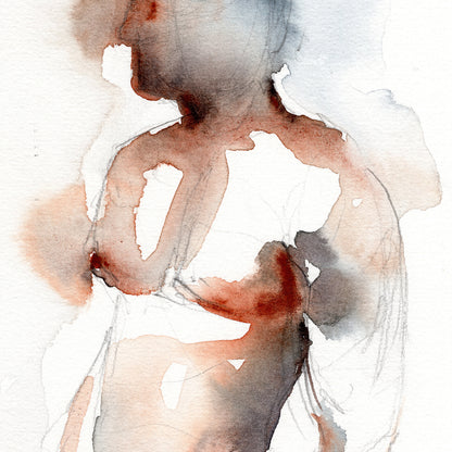 Profile of a Contemplative Male Figure - 6x9" Original Painting