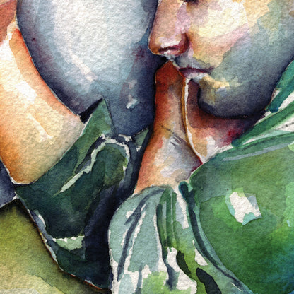 Two Men Sleeping: Intimate Embrace & Tranquil Rest - Giclee Art Print
