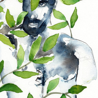 Nature's Embrace - Bearded Man Amidst Verdant Vines - Original Art Artist Brenden Sanborn