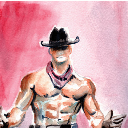 Raw Western Elegance: Watercolor Cowboy Giclee Art Print