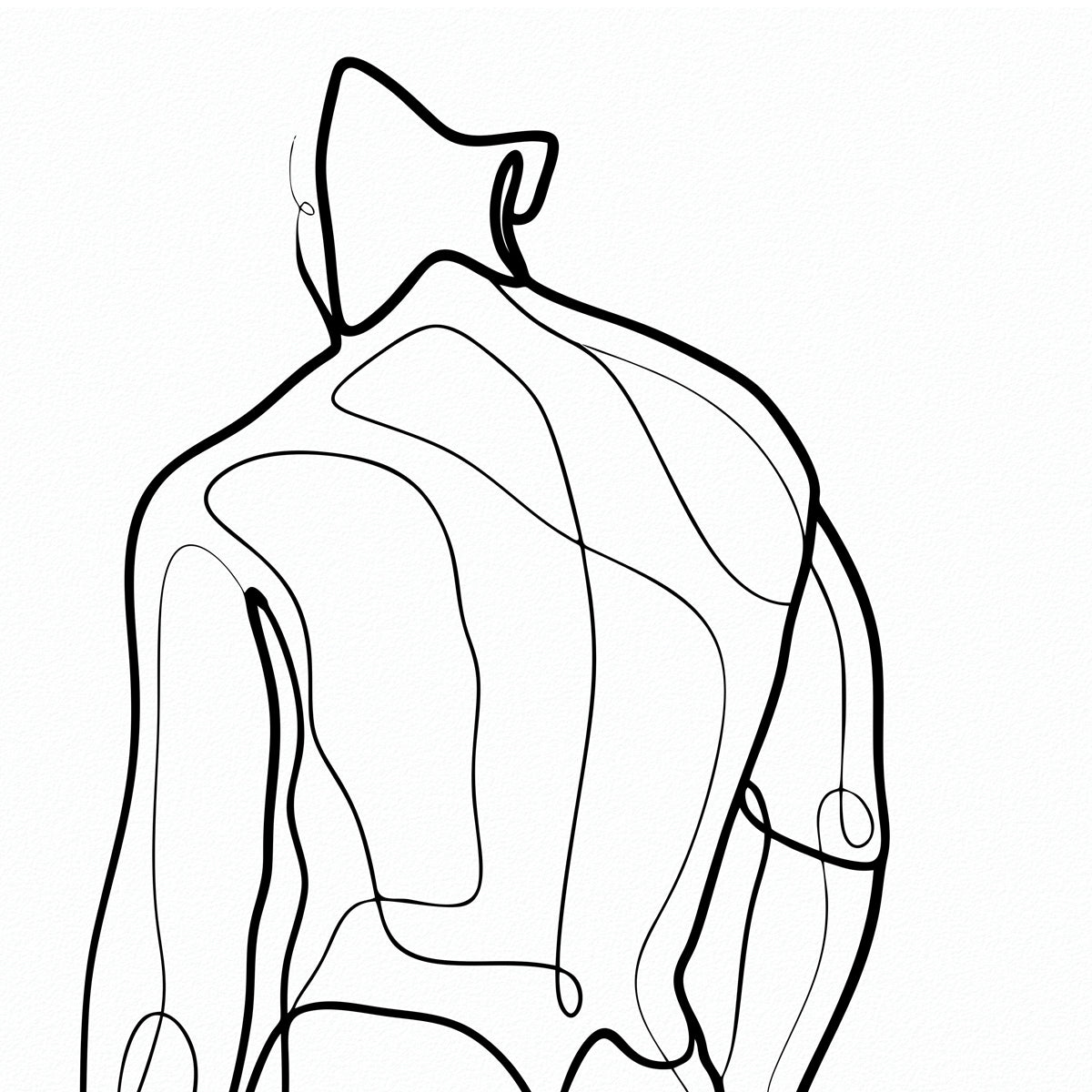 Contour of Contemplation - Solo Male Figure from Behind - Giclee Art Print