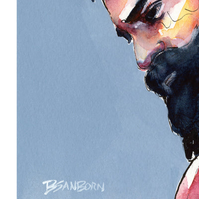 Titan's Respite - Black-Bearded Titan - 6x9" Original Painting Artist Brenden Sanborn