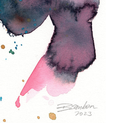 Profile of Bearded Man - 6x9" Original Watercolor Painting Artist Brenden Sanborn