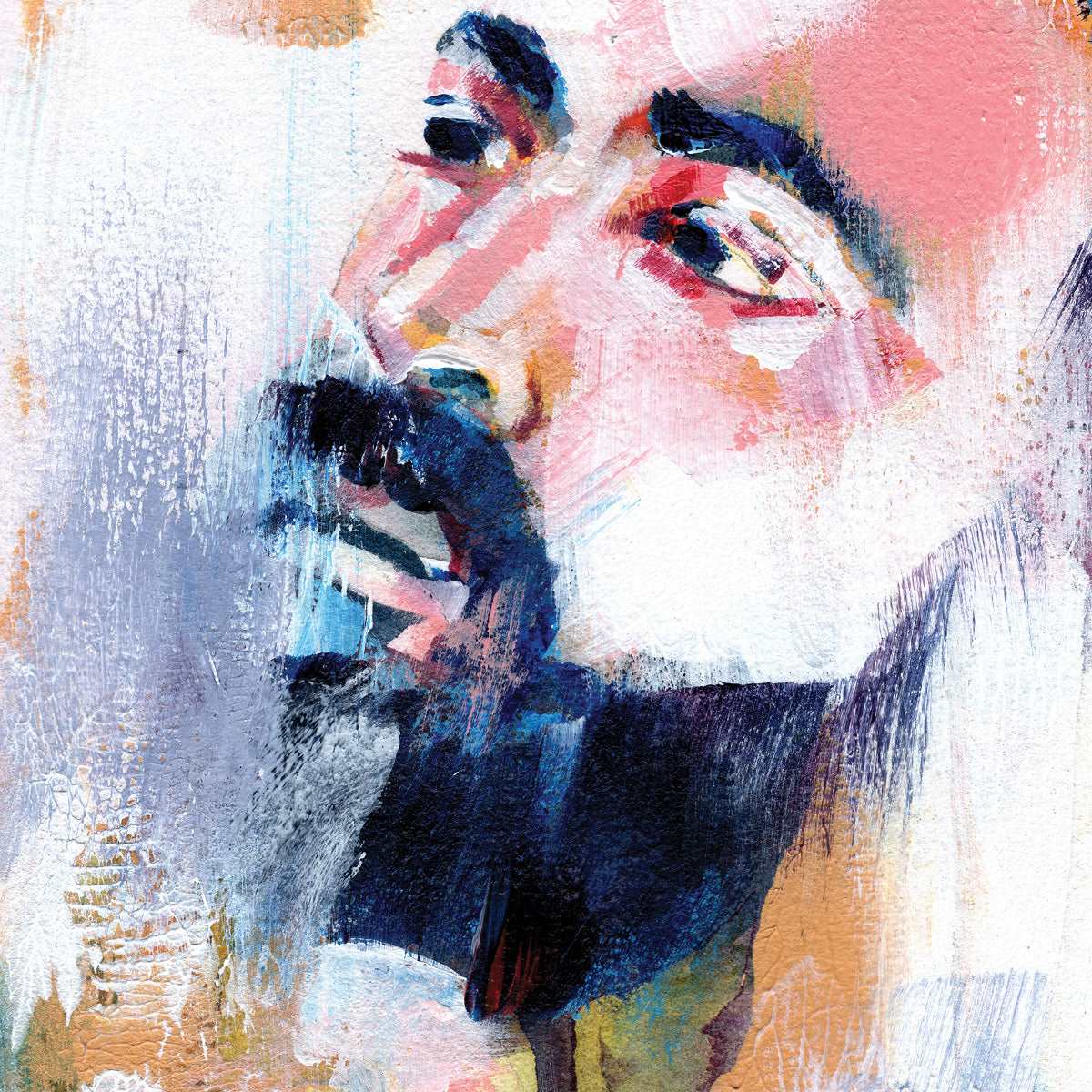 Handsome Bearded Man Looking Upwards - 6x9" Original Watercolor