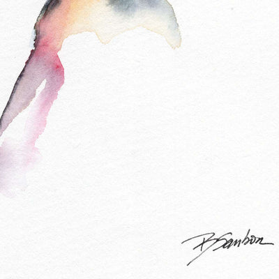 Man Lifting White T Shirt Contemporary Style - Original watercolor Artist Brenden Sanborn